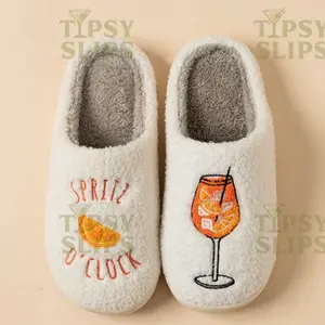 Aperol Spritz Slippers Spritz O'Clock  | Cozy Comfy Fluffy Slippers Bachelorette Party Bridal Shower Girl Mom Daughter Gift Walking Shoes Women Footwear Soft Slide