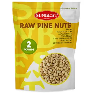 Raw Pine Nuts from Sunbest Natural – 2 Pound Bulk Bag (32 oz) – Unsalted Pignolia Nuts Crunchy & Fresh – Non-GMO Kosher Gluten-Free – Great for Snacking Topping & Baking – Perfect Pine Nuts for Pesto and Hummus nut craving