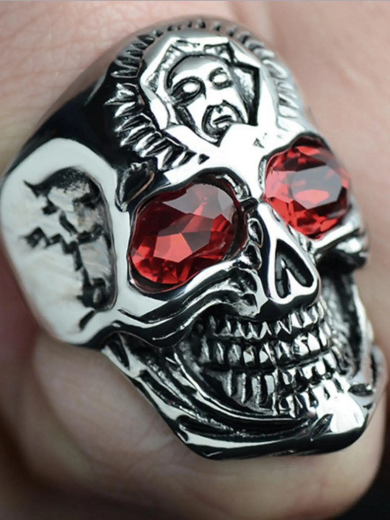 Creative Fashionable Red Eyes Skull Design Ring, Death's Head Metal Ring, Fashion Jewelry Accessories for Women & Men, Punk Style Ring, Dark Aesthetic Rings, Unique Rings