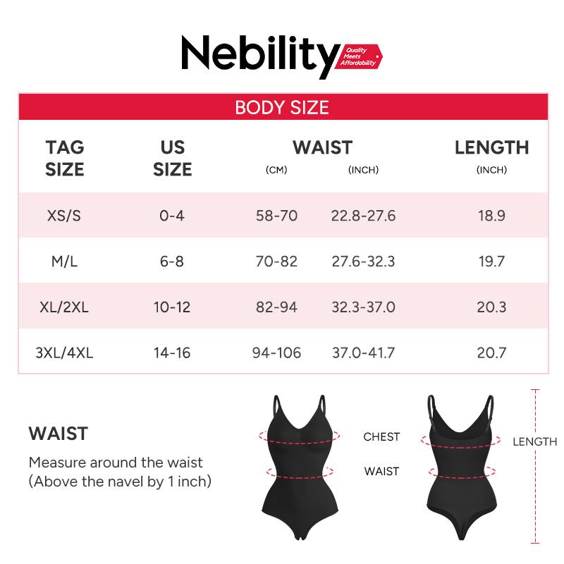 Nebility Women's Seamless V-Neck Thong Bodysuit - Sleeveless Faja Shapewear, Tummy Control Compression, Basic Minimalist Comfort Womenswear Vneck