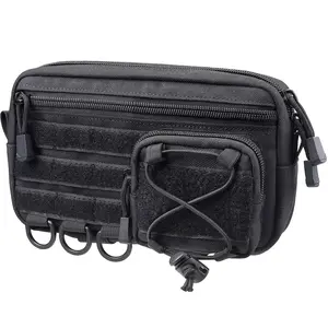 Tactical Molle Horizontal Admin Pouch with Front Drawstring Pocket EMT Pouch EDC Utility Orgaznier Bag