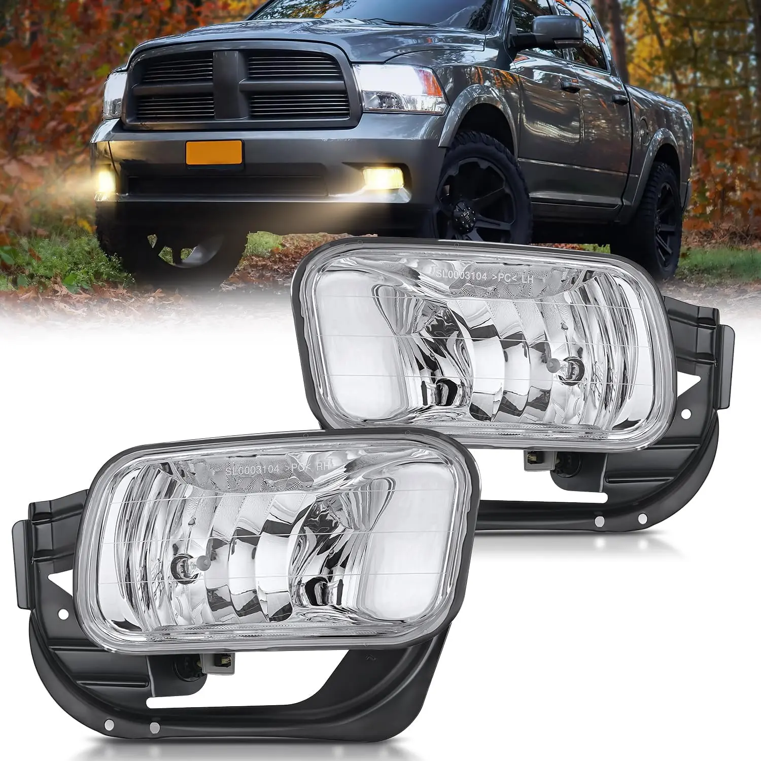 Nilight Fog Light Assembly - Bolt-On Fit for 2009-2012 Dodge Ram 1500, 2010-2018 Ram 2500/3500, OEM Housing Car Accessory for Trucks