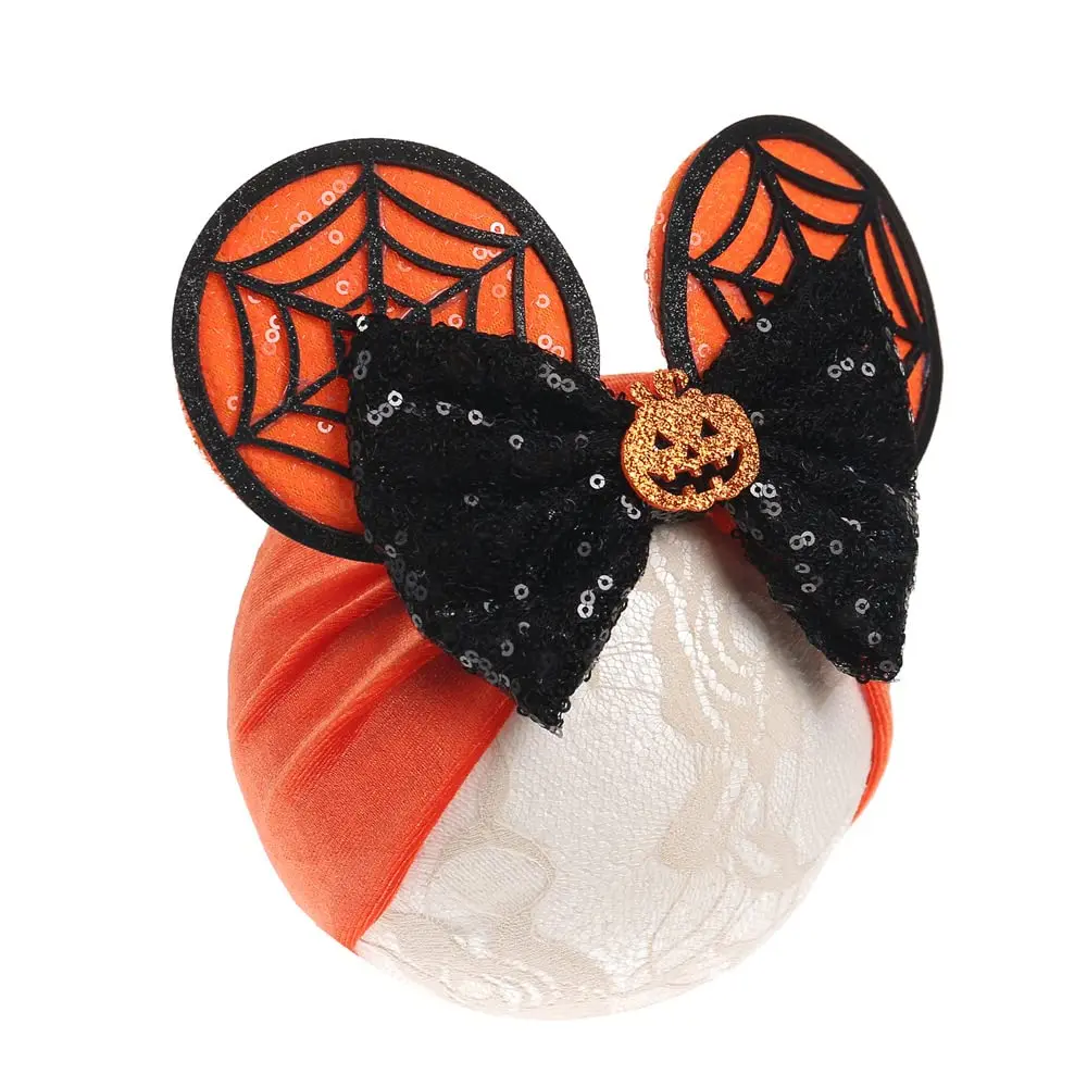 Turban Headband with Mouse Ears, Cute Style Animals Theme for Kids 5 - 6 Years, Wide Hairband for Parties & Photoshoots, 15 inches circumference, Bow, Polyester Spandex, Stretch Fit, Hair Clip/Hair Pin