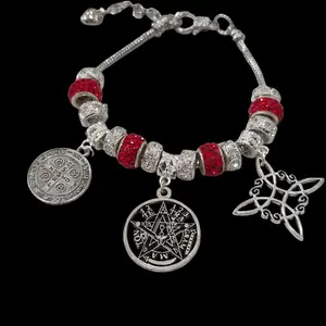 Red bracelet with tetragramaton, San Benito, Nudo de Bruja