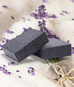 Lavender with Activated Charcoal Bar Soap (Vegan, Organic, All Natural Body Care Coconut Cleansing Skin Repair