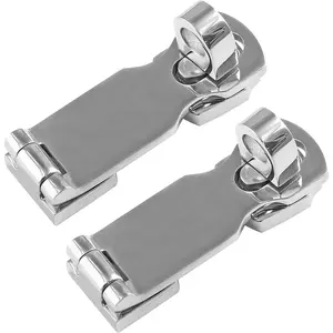 2Pcs Marine Grade 316 Stainless Steel Door Hasps, 3 Inch Heavy Duty Swivel Safety Hasp with Turning Padlock Eye Mount