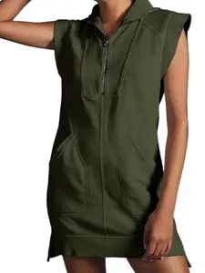 YeeZaa Women's Half Zip Sweatshirt Dress Sleeveless & Chic Mini Tunic Top Summer Vibes
