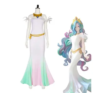 Sun Princess Inspired Cosplay Costume for Girls, Elegant Fancy Dress with Horn & Wing Accessories, Soft Fabric, Halloween Party, Birthday Performance, Carnival Role Play Outfit for Kids