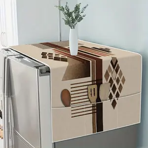 1 piece of four-season universal refrigerator cover with geometric line digital printing pattern, refrigerator cover with storage bag can store items, suitable for refrigerators, washing machines, exquisite life