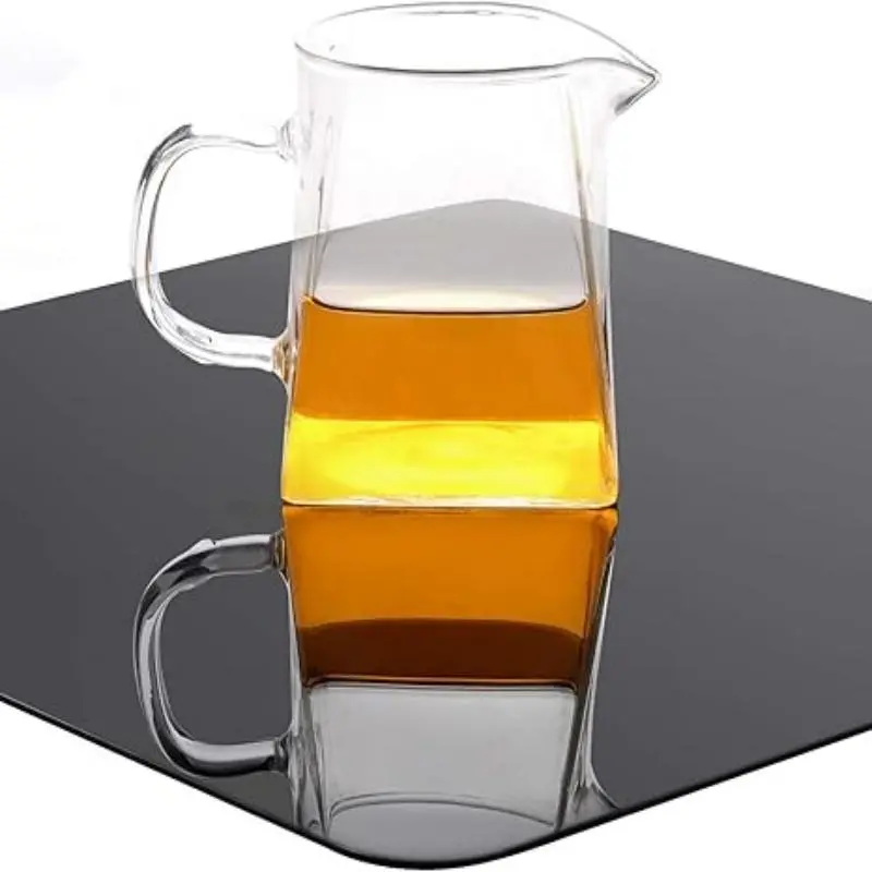 Acrylic Display Table Riser Backdrop Set, Reflective White & Black, 7.87" & 11.81" Squares, for Product Photography, Studio Shooting with Photography, Camera