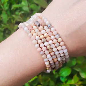 Pink Opal Bracelet - 4mm, Handmade, Natural Crystals, Custom Sizes