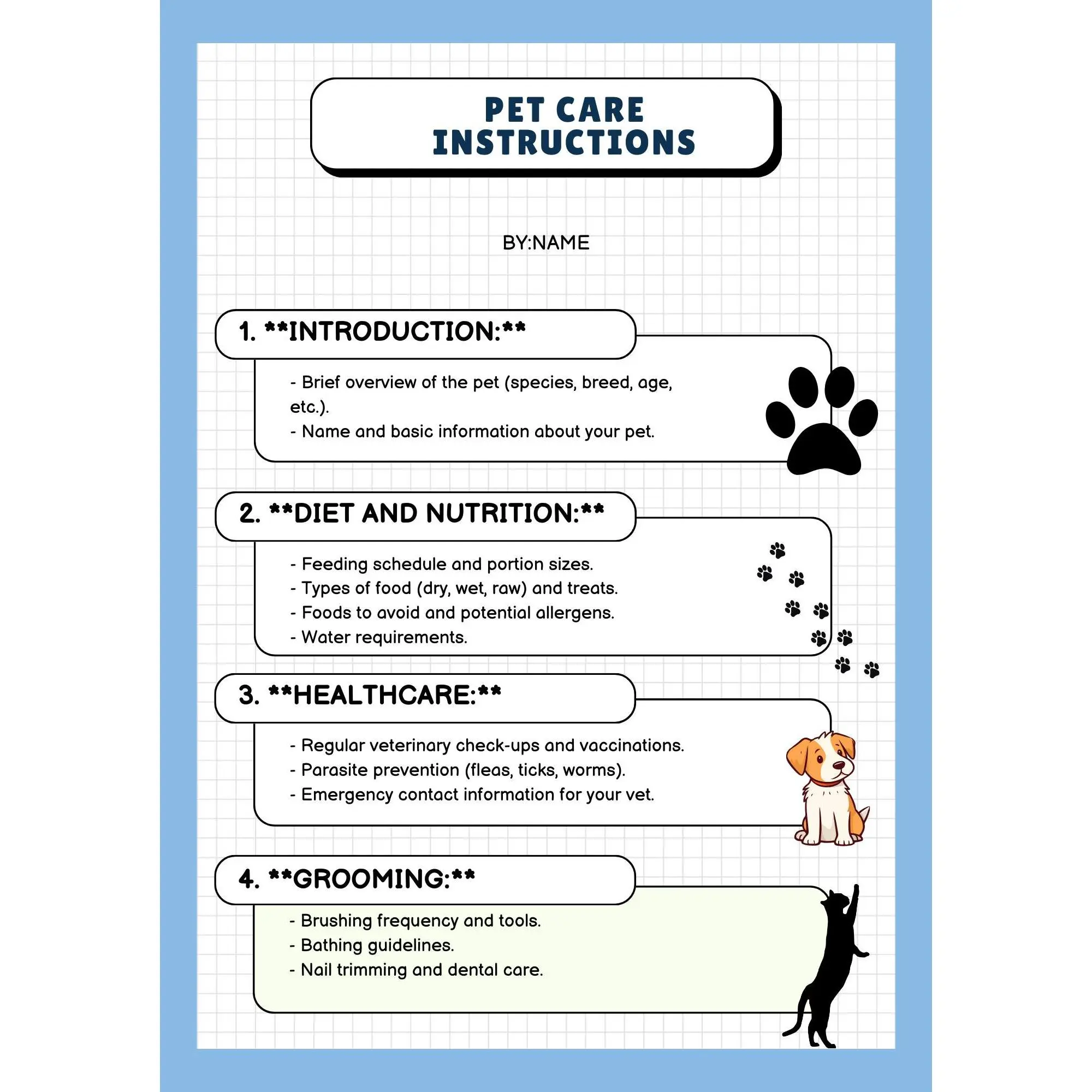 Pet Care Instructions Guide