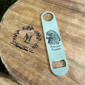 Engraved KISEER Heavy Duty Stainless Steel Flat Bottle Opener - Kitchen Utensil for Easy Bottle Opening - Utensils