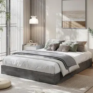 GAOMON King Size Wood Platform Bed Frame, Wooden Bed Frame No Headboard, Wood Slat Support, No Box Spring Needed, Easy Assembly