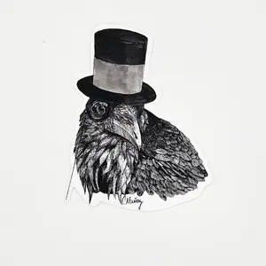 The Dandy Sticker - 3x3 Inches Waterproof Vinyl Raven with Top Hat and Monocle Vintage Gothic Whimsy for Laptop Journal or Water Bottle