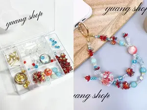 Phone Chain Kit-（Ocean Breeze Floral） Materials Craft DIY Handmade Beaded For Beginners-Flower Garden,Pretty Mother's Day Gift,Bag Chain Charm,Stylish Cellphone Lanyard For Women,Fashionable Wrist Strap For Smartphones