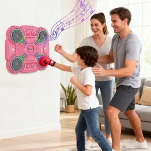 Music Boxing Machine – LED Upgraded Version with Gloves, Smart boxing trainers, Adjustable Speed, Wall-Mounted Target, Smartphone Connectivity & USB Rechargeable Fun for Kids 6-12 Lights flash on hits, turns play into fitness