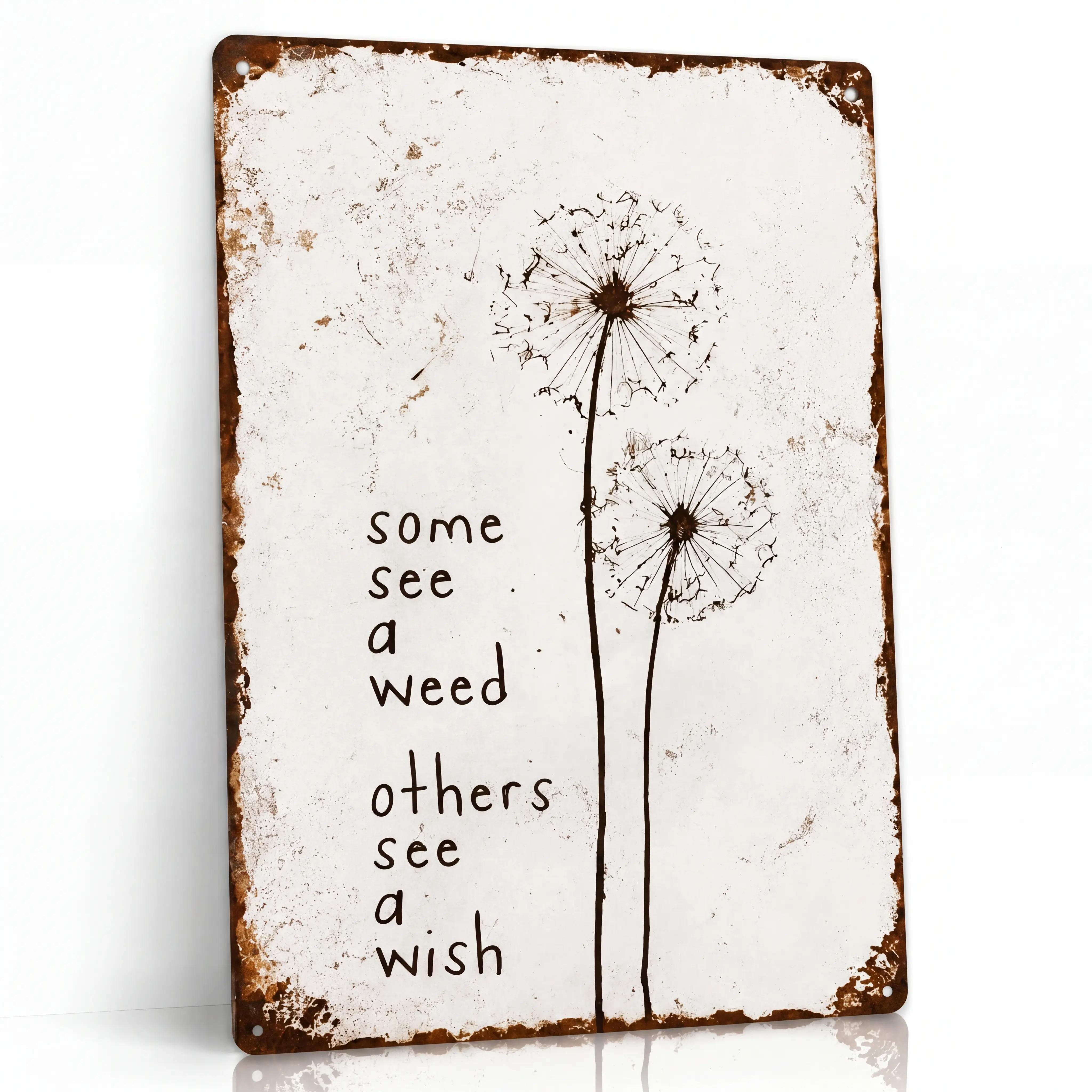 Vintage Dandelion Wishing Rectangle Decorative Wall Sign - 8x12 in (20x30cm) Country Rustic Farmhouse Home Supplies for Bedroom, Living Room Decor