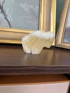 Hand Carved Honeycomb Calcite Buffalo/Bison