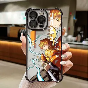 Anime Demon Slayer Plating Case For iPhone 17 16 15 14 13 12 11 X XS Pro Max Plus AIR X XS Samsung S21 S22 S23 S24 S25 Anti-Fall Airabag Back Cover Christmas gifts #YGSJDGM11