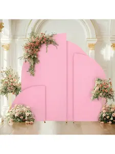 Gaomon Pink 5ft (81x153cm) Round Spandex Fitted Wedding Arch Cover, 2-Sided Half Moon Design, Outdoor Furniture Backdrop Stand Cover for Wedding, Baby Shower Decorations
