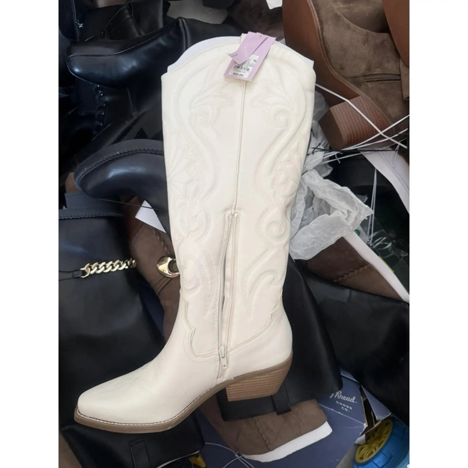White Cowboy Boots (without box final sale