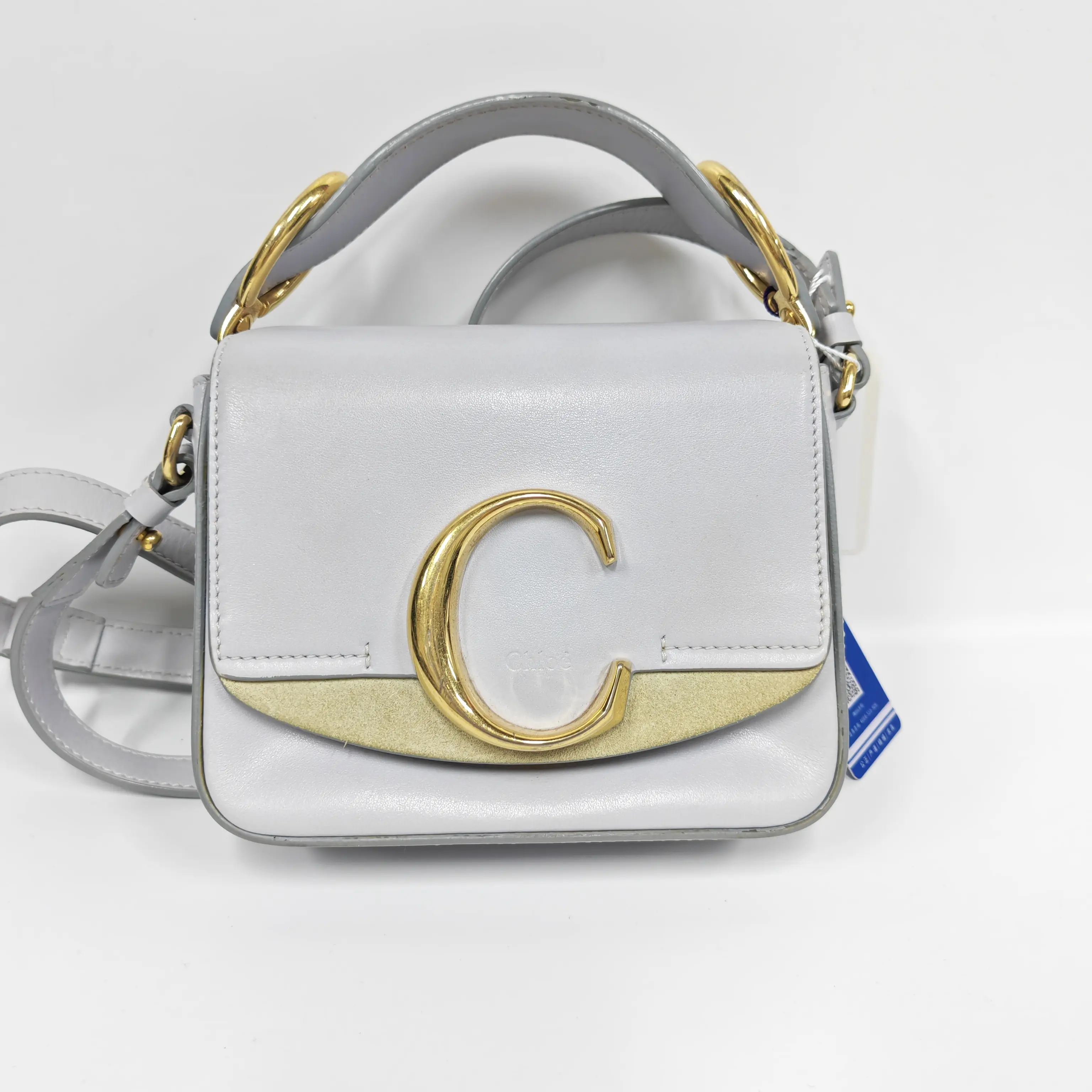 Pre-owned Chloé White C Logo Small Square Bag (SZ 69789)