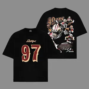 Nick Bosa 97 For Niner Gang Cotton T-Shirt, 49er Faithful Outfit, Niner Game Day Outfits, Gift For Football Fans, Football Graphic Tee