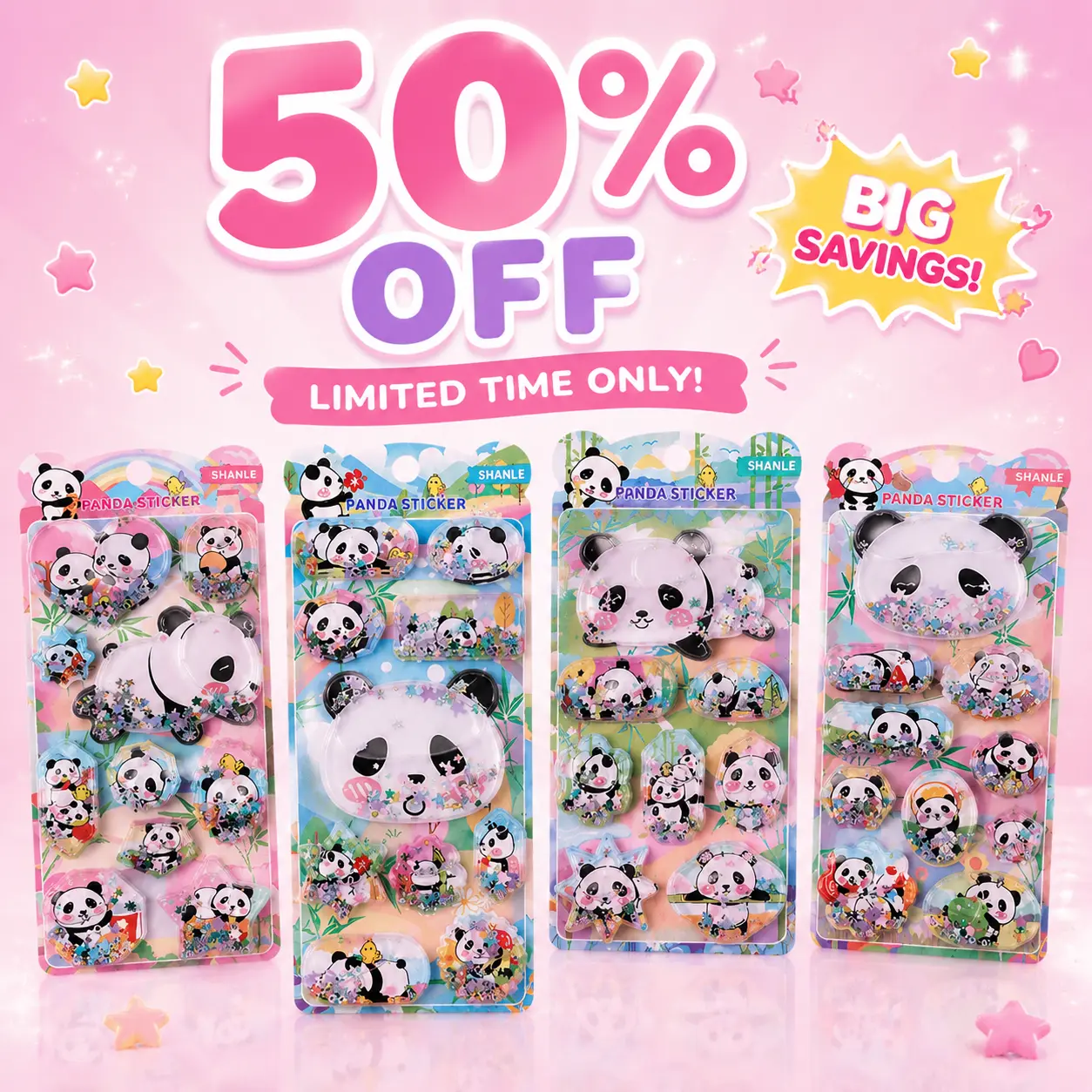 3D Glitter Liquid Stickers, Cute Panda Shaker Stickers, for Phone Case, Water Bottle, Scrapbook, Journal & DIY Decoration
