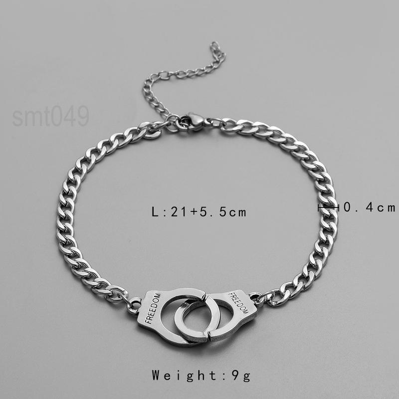 Hip-Hop Silver Chain Bracelet for Men,Alloy Minimalist Fashion Gift for Guys