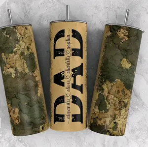 Custom Dad • 20oz Tumbler Drinkware Cup Water Bottles Stainless Steel Camo Father Personalized