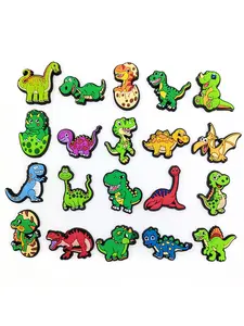 20pcs Cartoon Jurassic Dinosaur Shoe Charms, Women's Sandals Buckle Rings, Kids Pin Decorations Accessories, Includes Tyrannosaurus rex Brachiopterosaur Party Gift