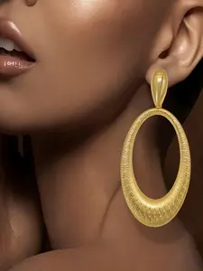 Large Gold Color Drop Earrings Set, Statement Earrings, Ear Hook Design, Stylish Jewelry Accessory for Women & Girls, Perfect Gift Idea for Special Occasions