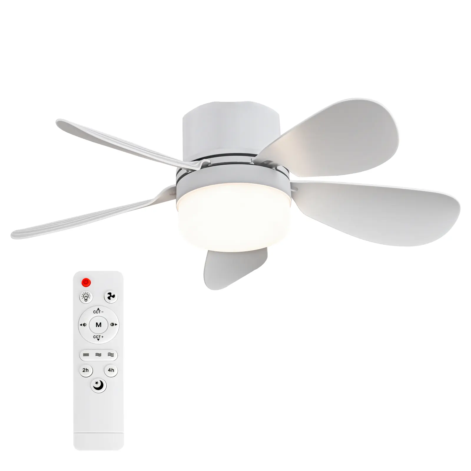 ASALL Socket Fan Light with Remote Control, Portable Small Ceiling Fan with Light for Kitchen,Bedroom, LivingRoom, with Dimming Function, 1000 Lumens, Screws into E26/E27