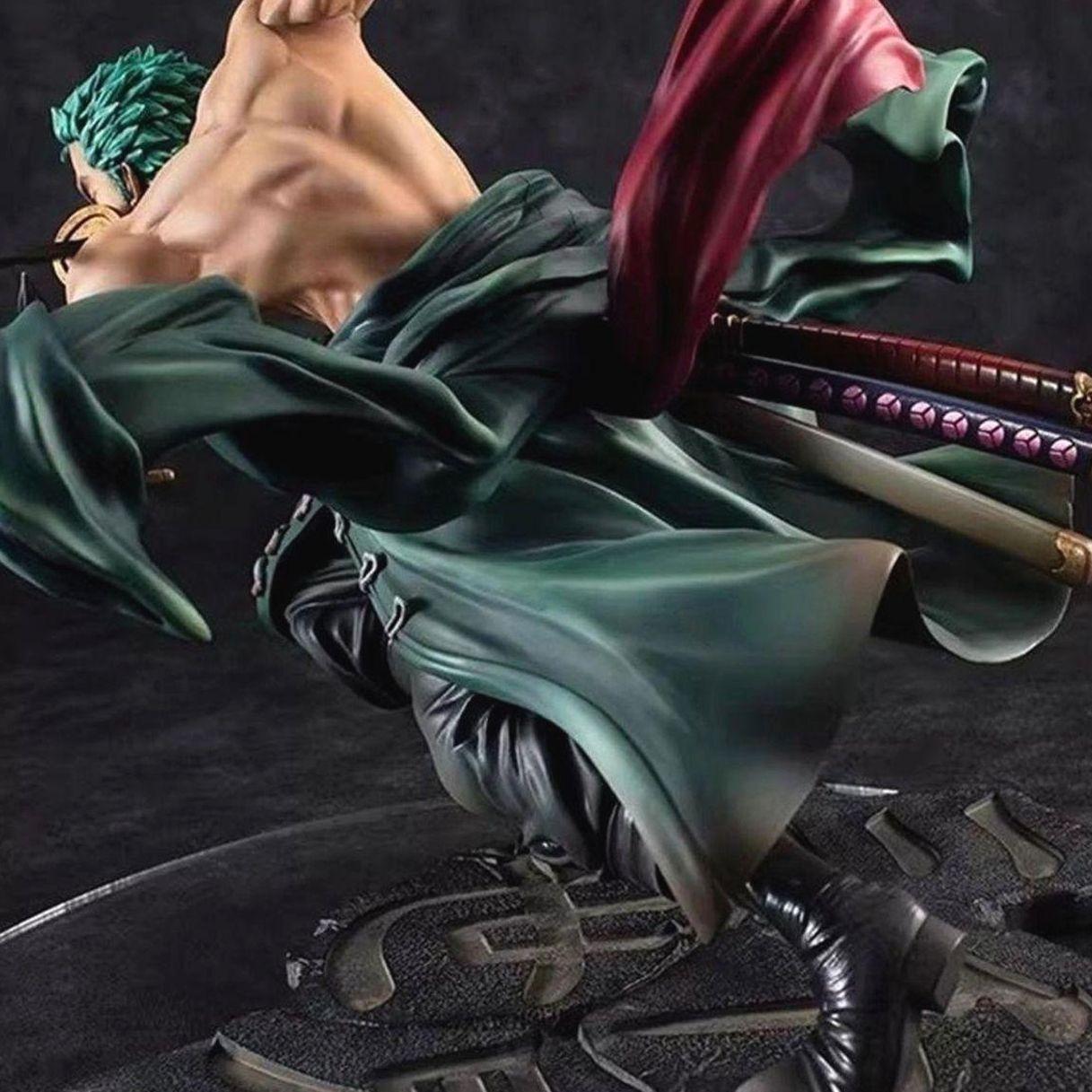One Piece Roronoa Zoro Three-Sword Style Figure, Anime Collection Desktop Decor， Roronoa Zoro Battle Figure, Highly Detailed Statue Ornament "Thousand World" Scene Figure, Anime Collection Gift, Action Figures