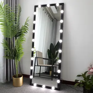 Hollywood Full Length Mior with Lights Full Body Vanity Mior with 3 Color Modes Lighted Standing Floor Mior for Dressing Room Bedroom Wall Mounted Touch Control Black 63x24inch
