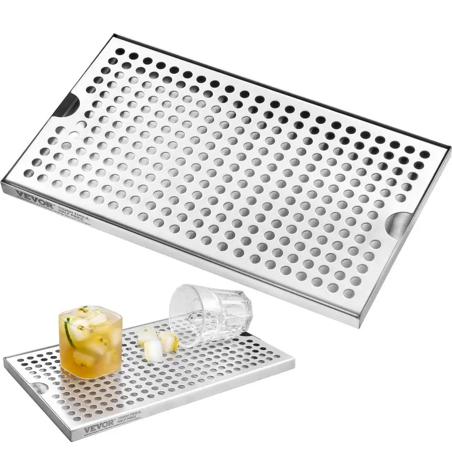 【Summerfinds】 VEVOR Beer Drip Tray, 304 Stainless Steel Kegerator Drip Trays with 4 Non-Slip Rubber Pads and Detachable Cover, Heat/ Cold Resistant Beer Tower Drip Pan for Bar Restaurant Coffee Shop Homedealsforyoudays