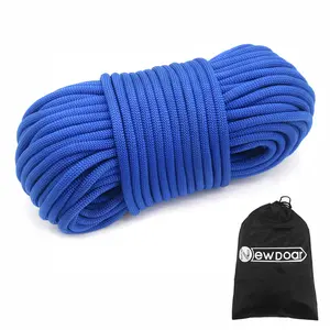 NEWDOAR 10mm Static Climbing Rope, 18KN UIAA/CE Certified High-Strength Safety Cord with Hook Carabiner, 6m-50m Double Braid Multi-Color Rope for Rescue Hauling Prusik, Survival Kit Essential