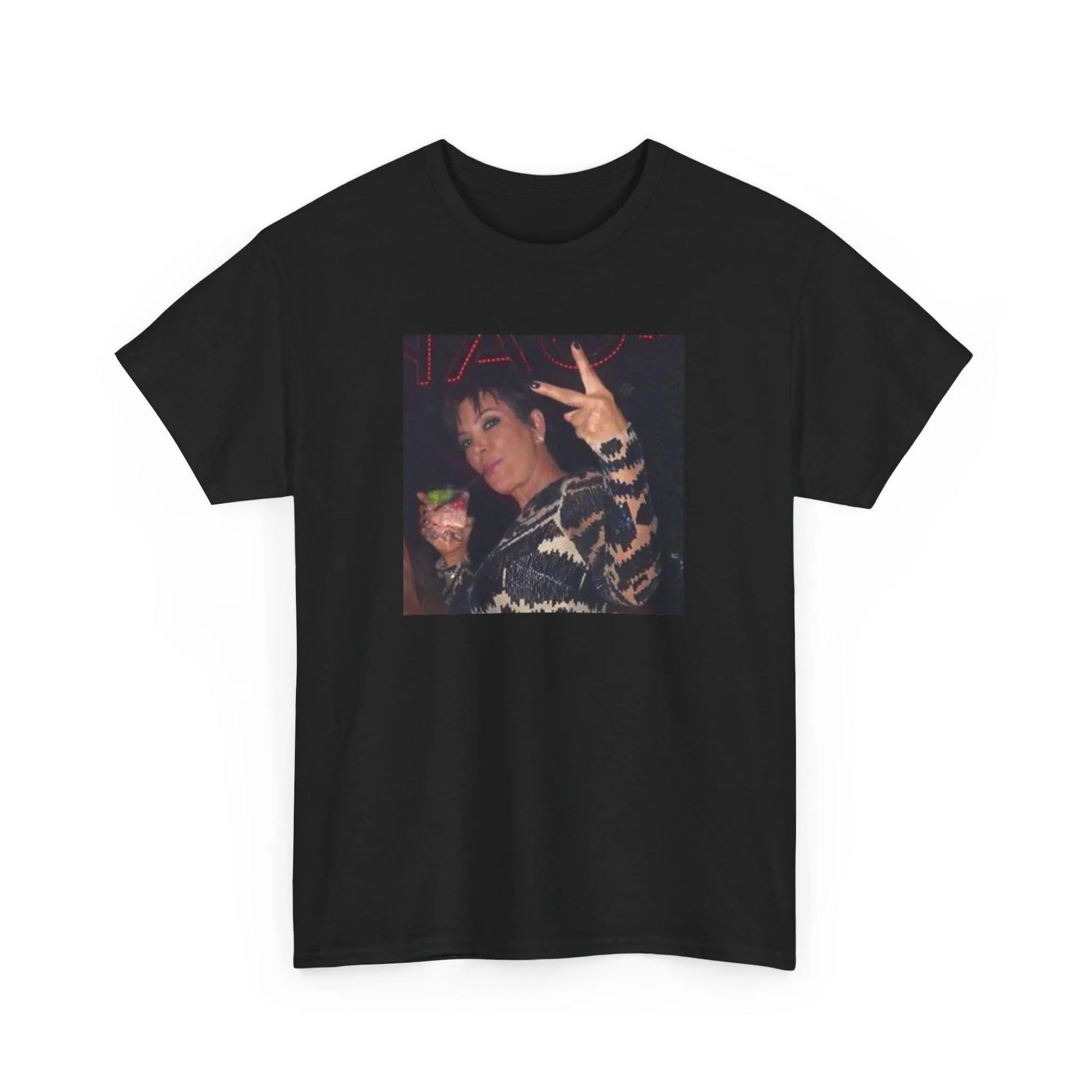 Women's Short-Sleeve Round-Neck Fit T-Shirt, Drunk Kris Jenner Graphic, Funny Kardashian Themed, Unisex, Spandex Blend