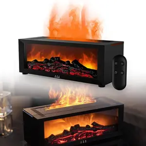 Aromatherapy Essential Oil Diffuser - Ultrasonic 220ml Decorative Fireplace-Inspired Flame-Glow Model for Home Wellness and Decor (Black),summervibes