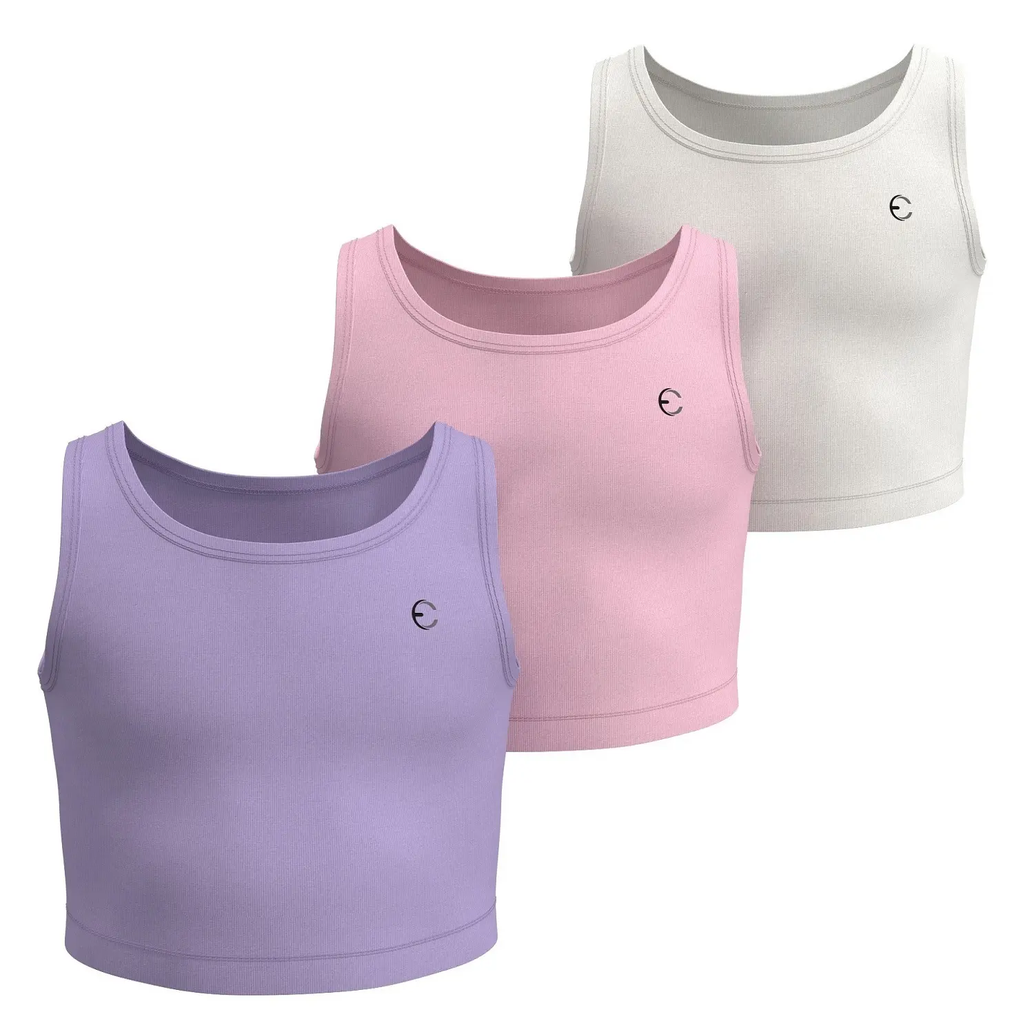 Essenclo Girls Athletic Crop Tank Top 3-Pack, Sleeveless Racerback Active Sports Tops for Dance, Gymnastics, Cheer, Yoga, Running & Everyday Wear Ages 3-16