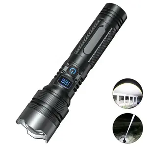 USB Rechargeable Flashlight Power Bank 2 in 1, Super Bright Torch with Digital Battery Display, Zoomable Waterproof, Adjustable Brightness for Outdoor Camping Fishing Emergency