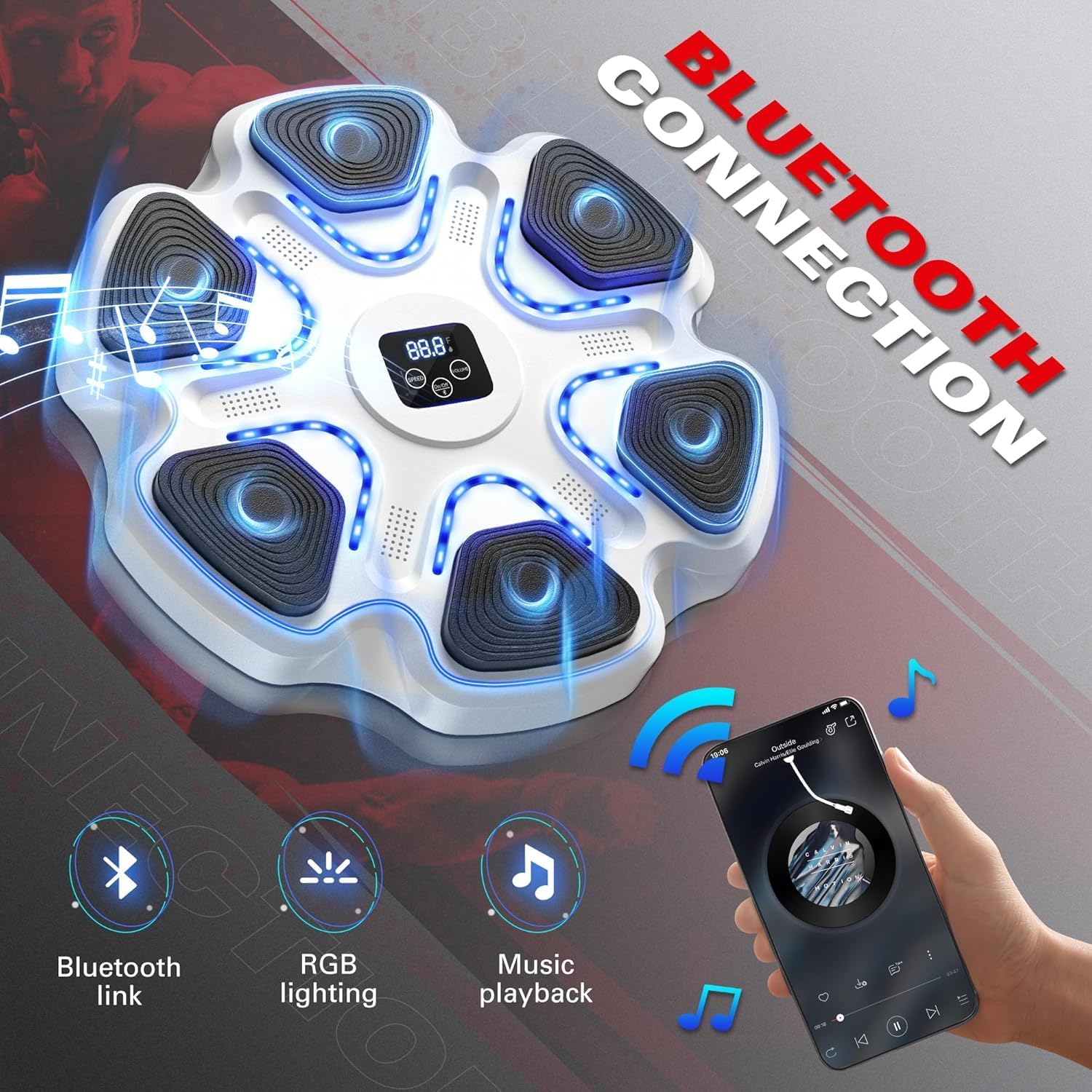 Music Boxing Machine with Gloves for Adults Boxing Machine Wall Mounted Music, Smart Connection Boxing Equipment for Home and Gym, Training Machine with Electronic Wall Mounted Music Boxing Machine with Gloves for Adults Boxing Machine Wall Mounted Music, Smart Connection Boxing Equipment for Home and Gym, Training Machine with Electronic Wall Mounted