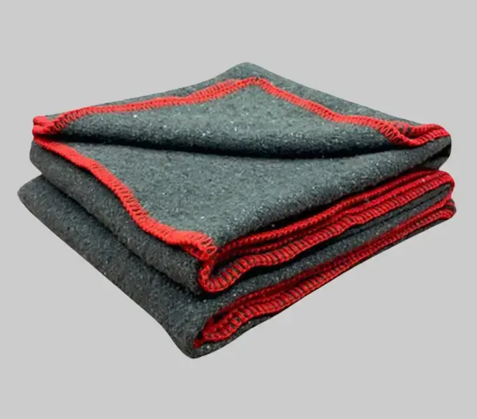Euro Humanitarian Wool Blanket (60x80in) - 30% Wool, Soft, Durable, Thick Weave, Classic Red Whip-Stitched Edges, Charcoal Grey Background - Ideal for Home, Cabin, Vehicles, Adventure
