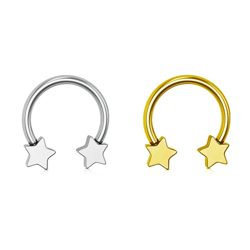 Oufer 16G Implant Grade Titanium Star Shaped Horseshoe Ring Nose Hoop