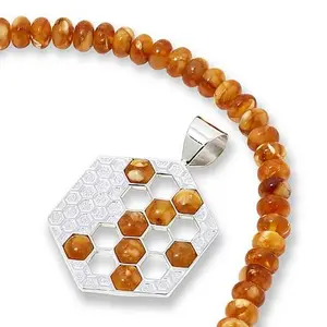 Mine Finds by Jay King Sterling Silver Butterscotch Amber Composite Pendant-Necklace