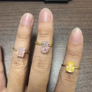 [Quick Sale] Size 5 Lab Created Gemstone 3 Rings Solid Silver 925 Ring