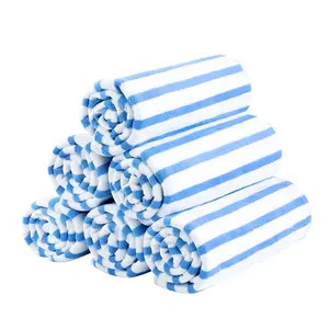 6 Pack Microfiber Beach Towel Set 27x55 Quick Dry Absorbent Large Pool Bath Towels Coffee Blue Cabana Stripe Summer Vacation Travel Gym Camping Essentials