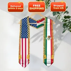 Mexico Graduation Sash 2026 – Mexican Flag Stole, Class of 2026 V Shape National Country Graduation Sash