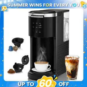 Electactic Coffee Machine K-Cup Pods & Ground Coffee Maker, Latte and Cappuccino Maker, 5 Brew Sizes Up To 14 Oz, with 40oz Removable Water Tank, Self-cleaning Function, Black